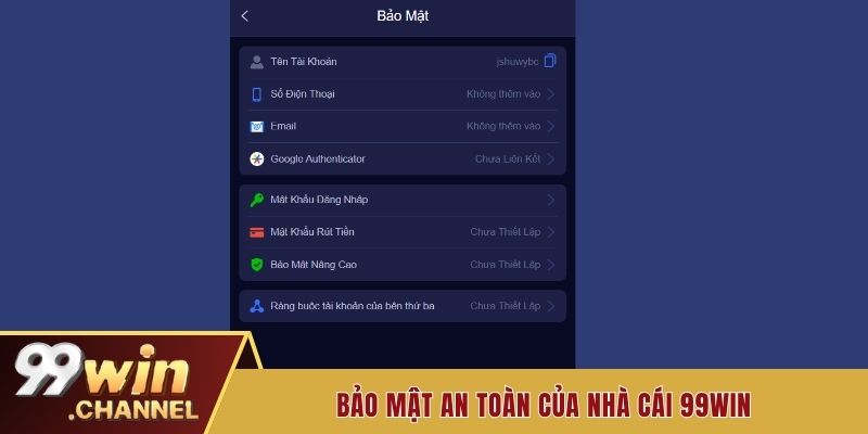 Bảo mật an toàn của nhà cái 99win