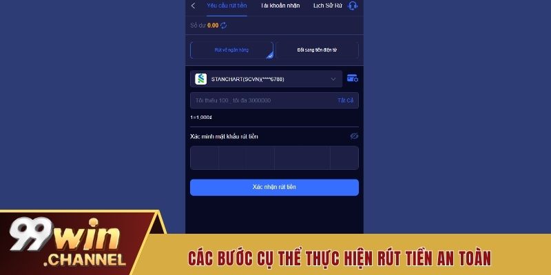 Các bước cụ thể để thực hiện rút tiền 99win an toàn