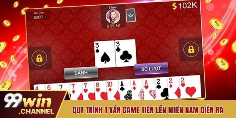 Quy trình 1 ván game Tiến lên miền Nam diễn ra